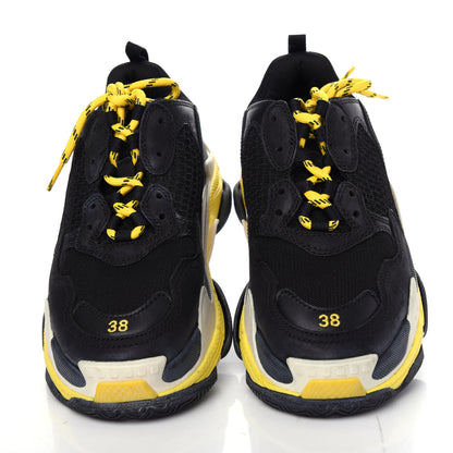 Balenciaga Fabric Mesh Womens Triple S Sneakers 38 Black Yellow 5 of 10