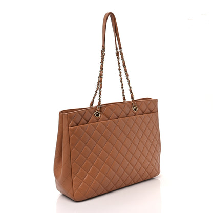Chanel Lambskin Quilted Large Classic Shopping Tote Camel 3 of 9