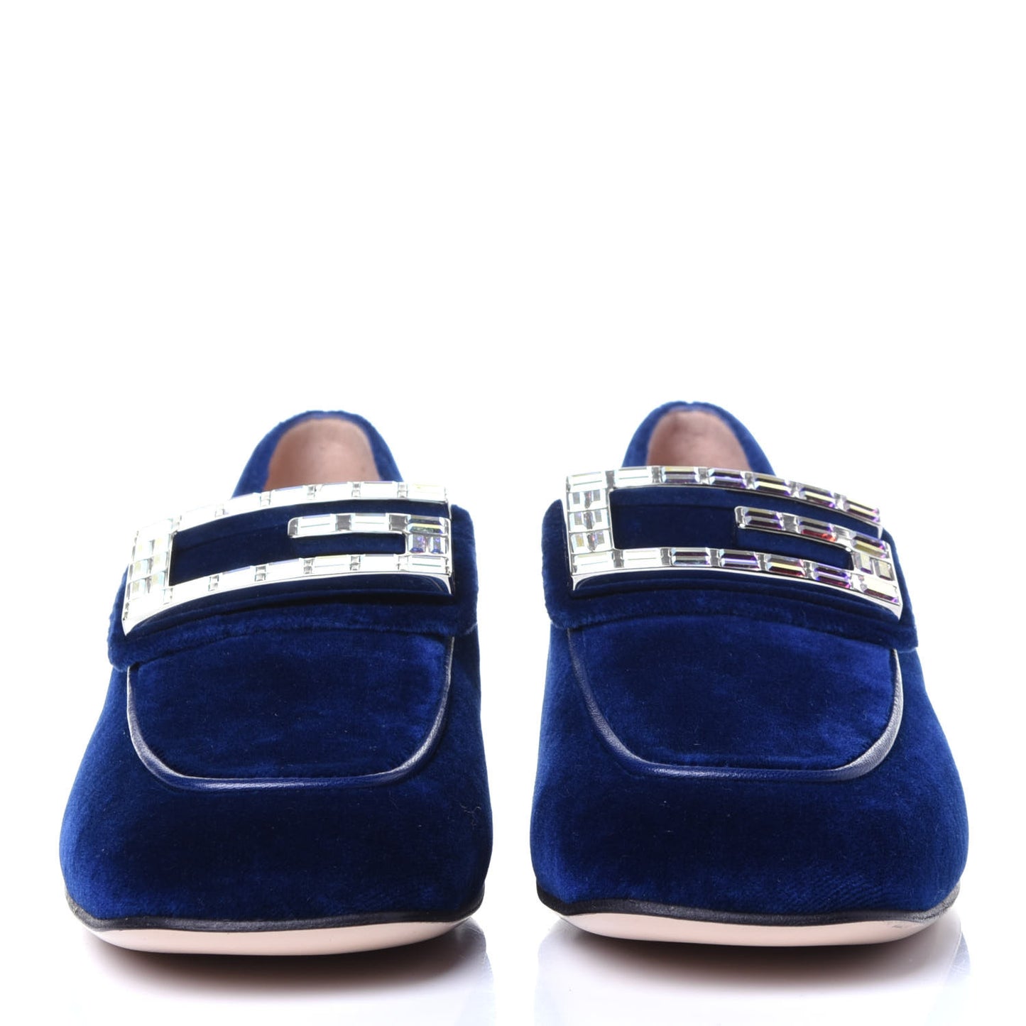 Velvet Crystal Square G Madelyn Loafers 35 Cobalt Blue