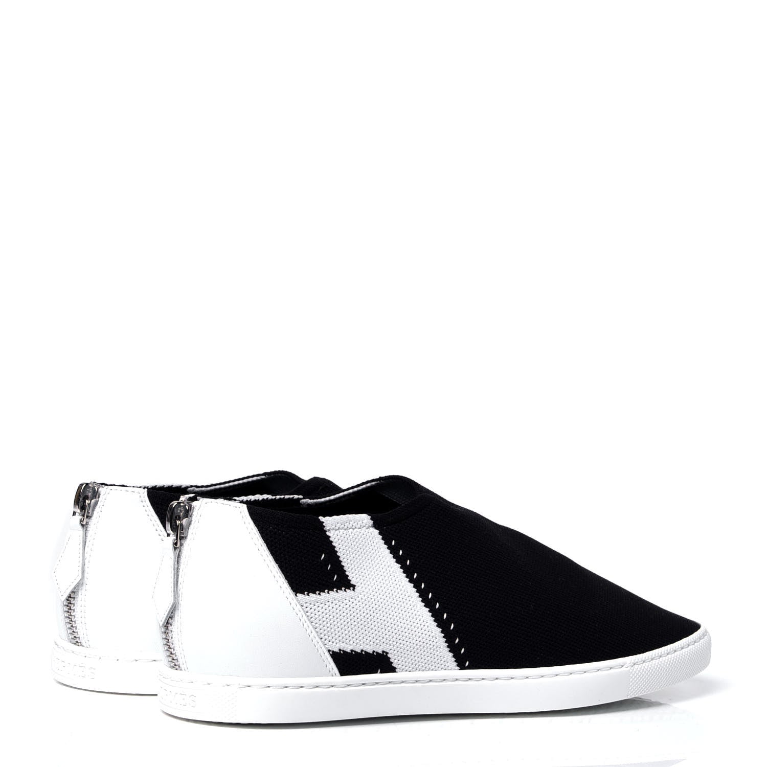 Hermes Mesh Calfskin Oxygene Sneakers 38 Black White 3 of 5