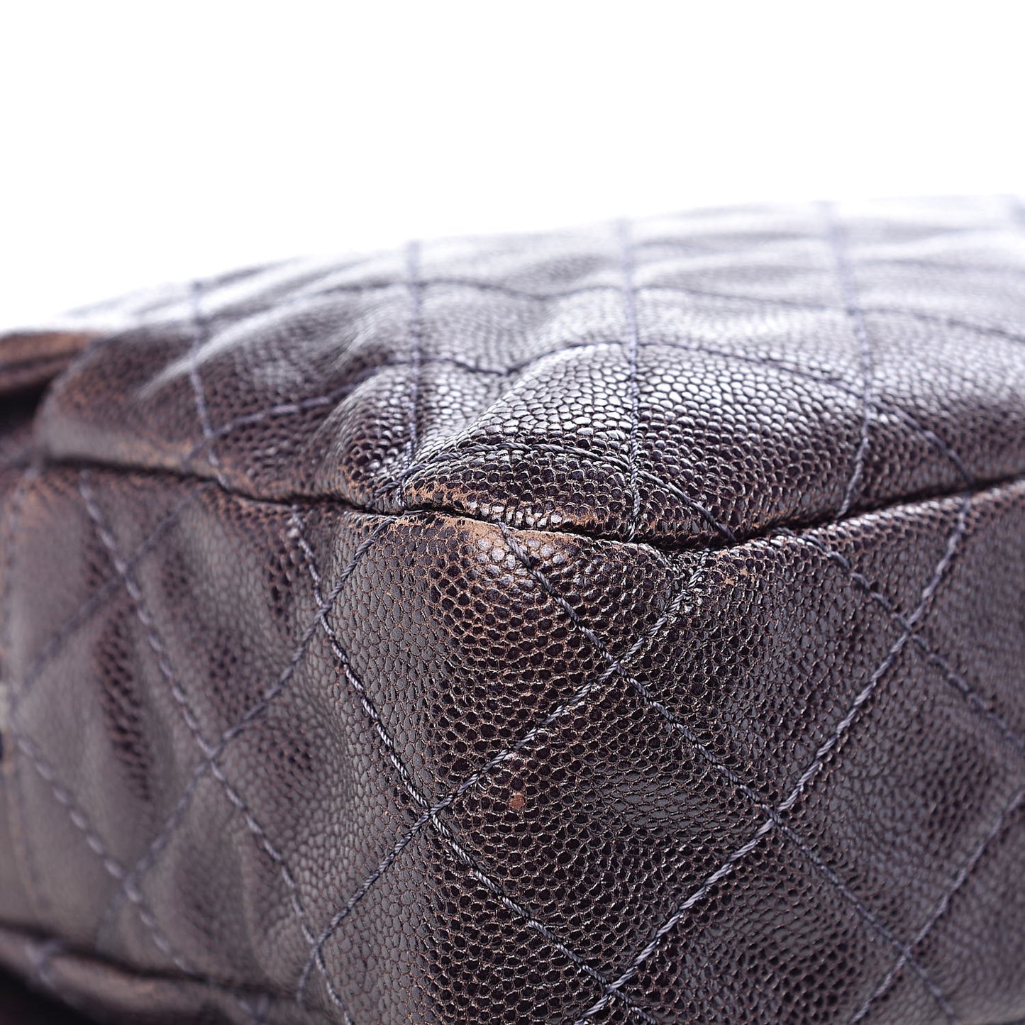 Iridescent Caviar Quilted Large Chic Flap Purple