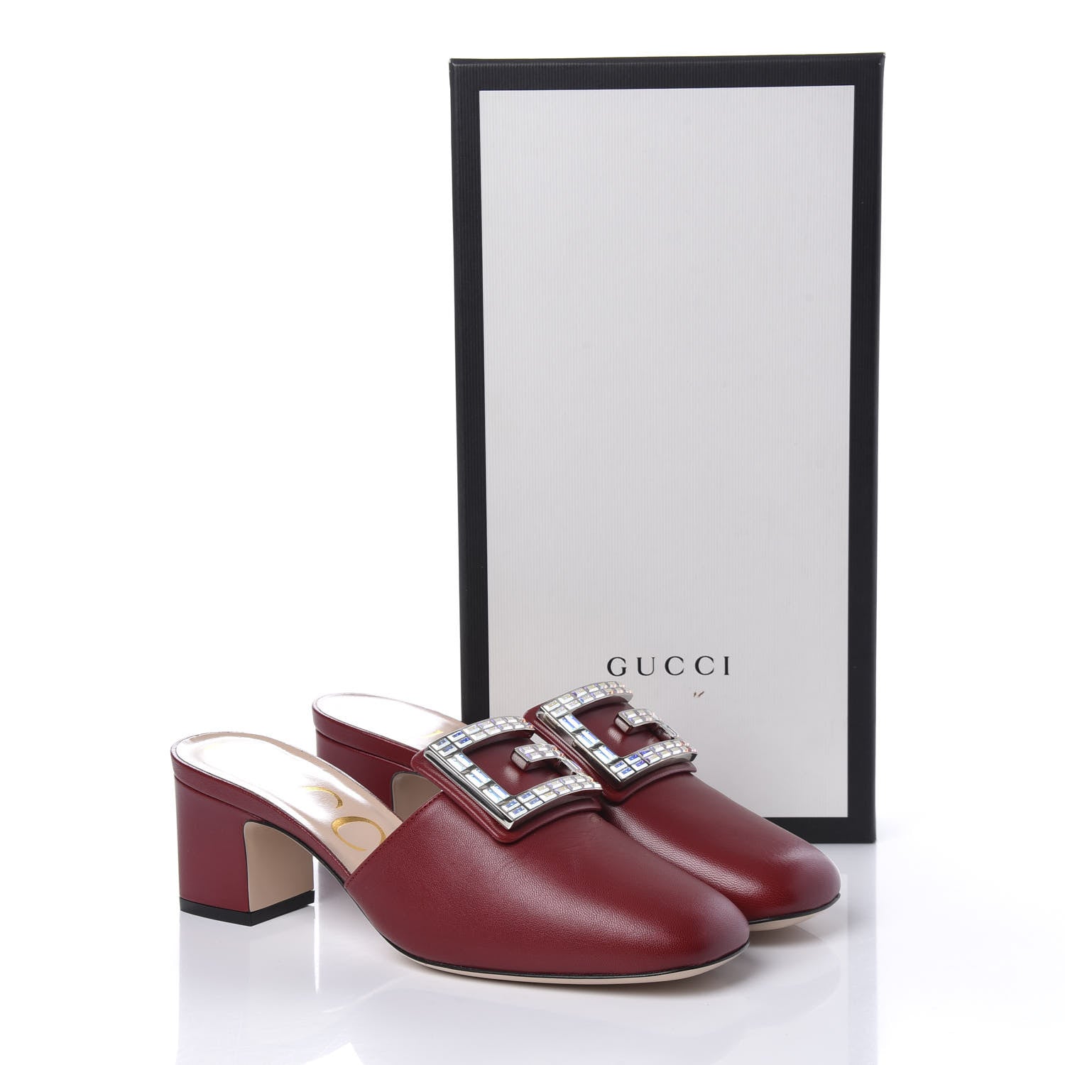 Gucci Malaga Kid Crystal Square G Madelyn Mules 37 Romantic Cerise 10 of 10