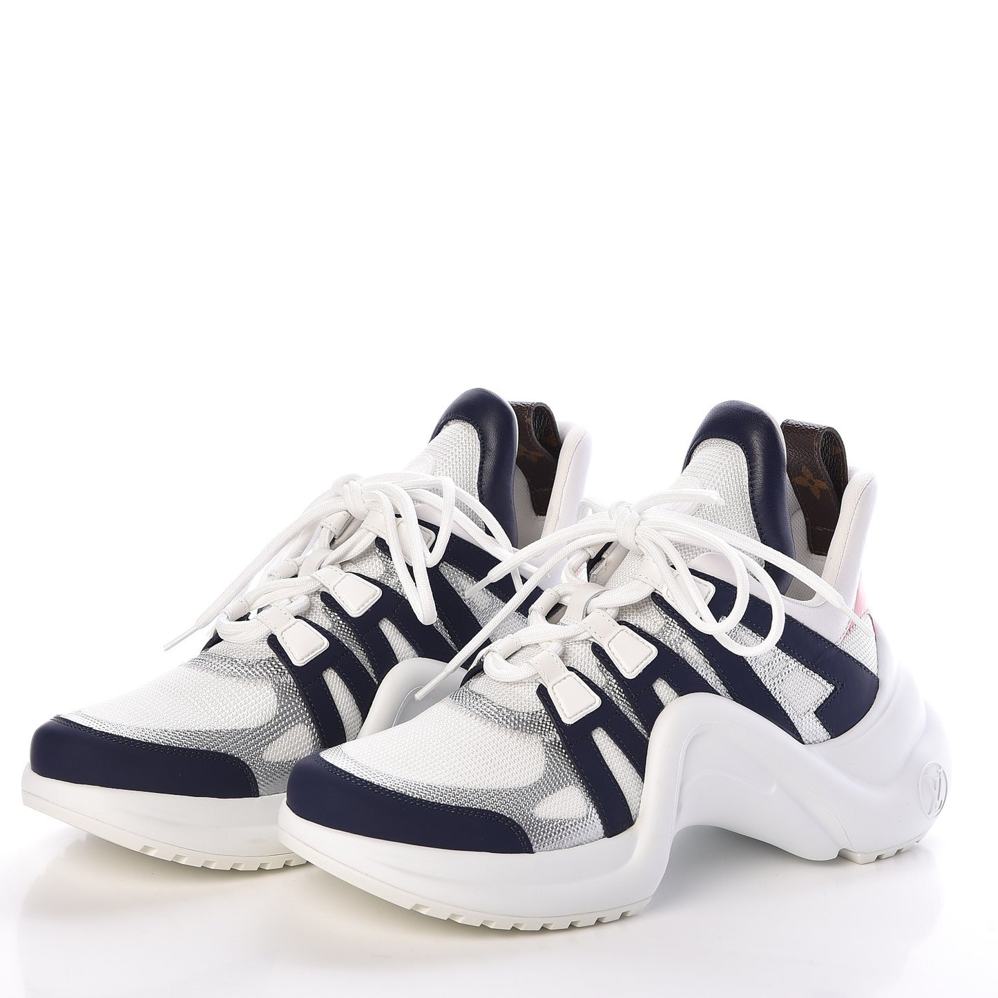 Calfskin Technical Nylon LV Archlight Sneakers 39 White Blue Pink