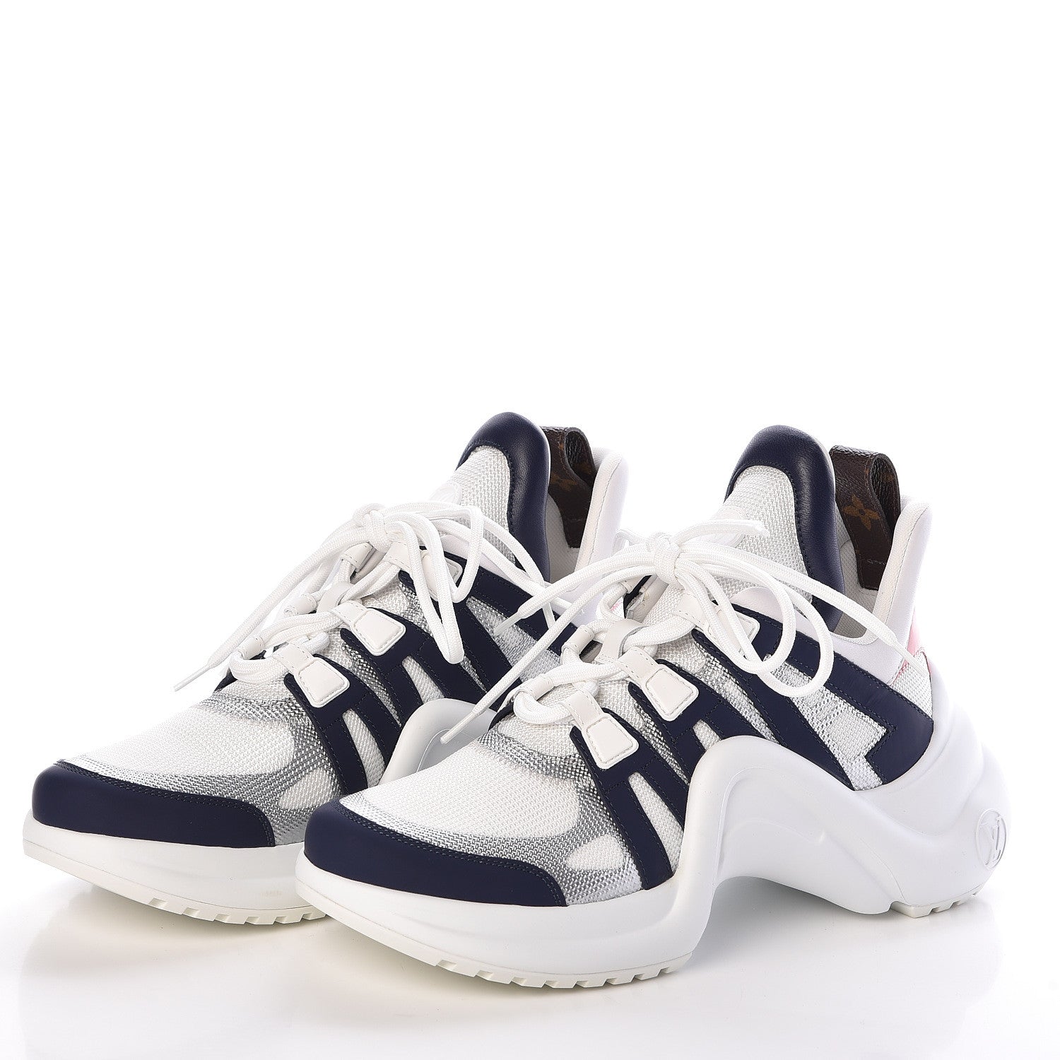 Louis Vuitton Calfskin Technical Nylon LV Archlight Sneakers 39 White Blue Pink 3 of 8