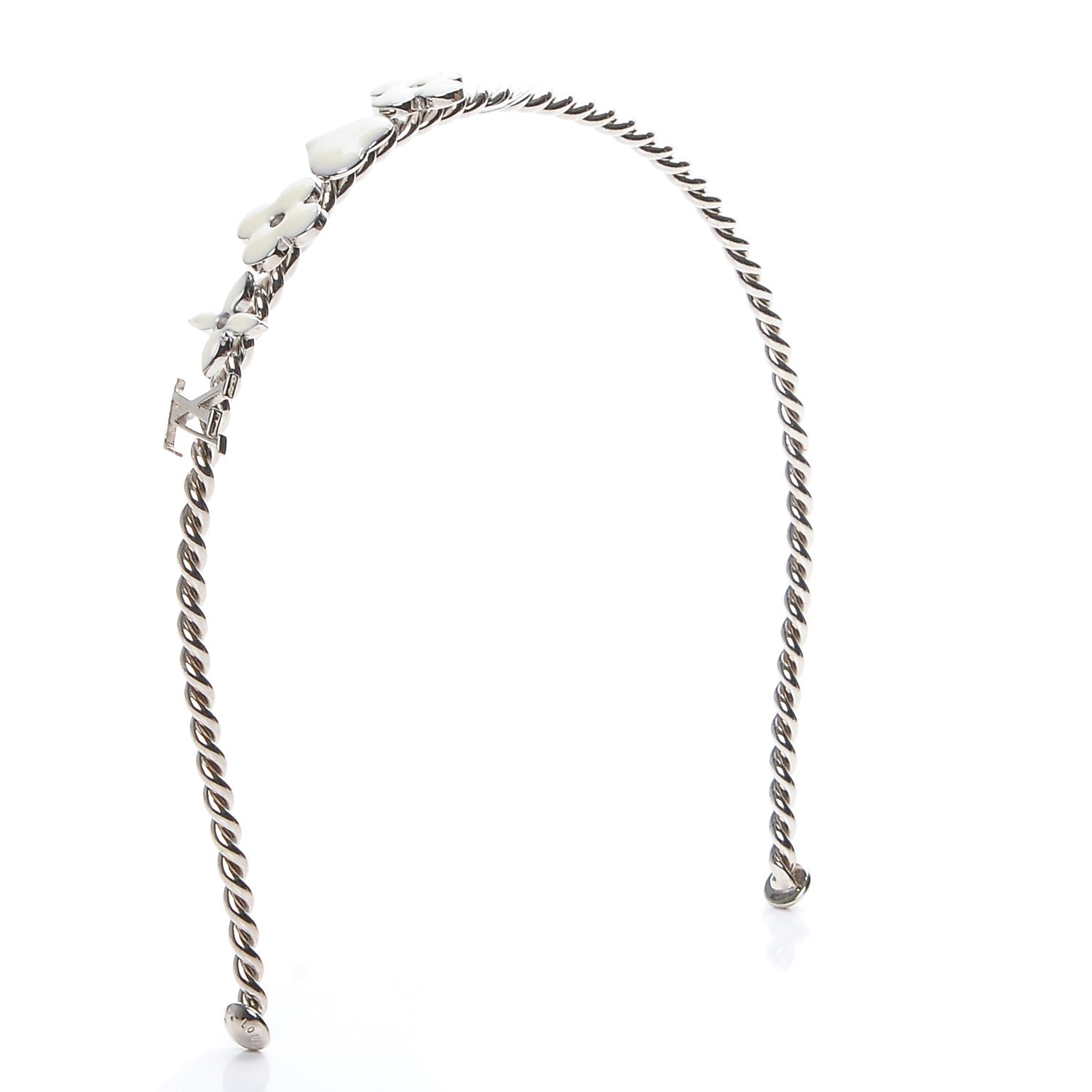 Louis Vuitton Brass Enamel Monogram Sweet Headband Silver 3 of 4