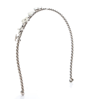 Louis Vuitton Brass Enamel Monogram Sweet Headband Silver 3 of 4