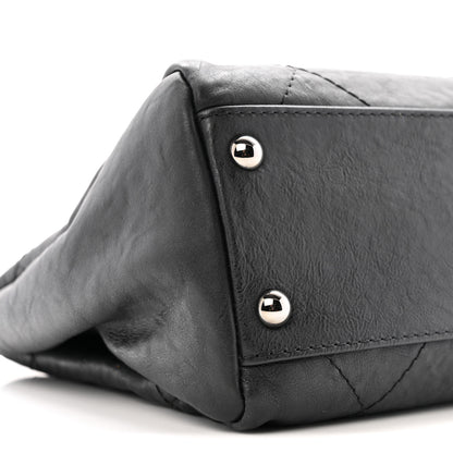 Chanel Washed Calfskin Diamond Stitch Hamptons Shopping Tote Black 9 of 14