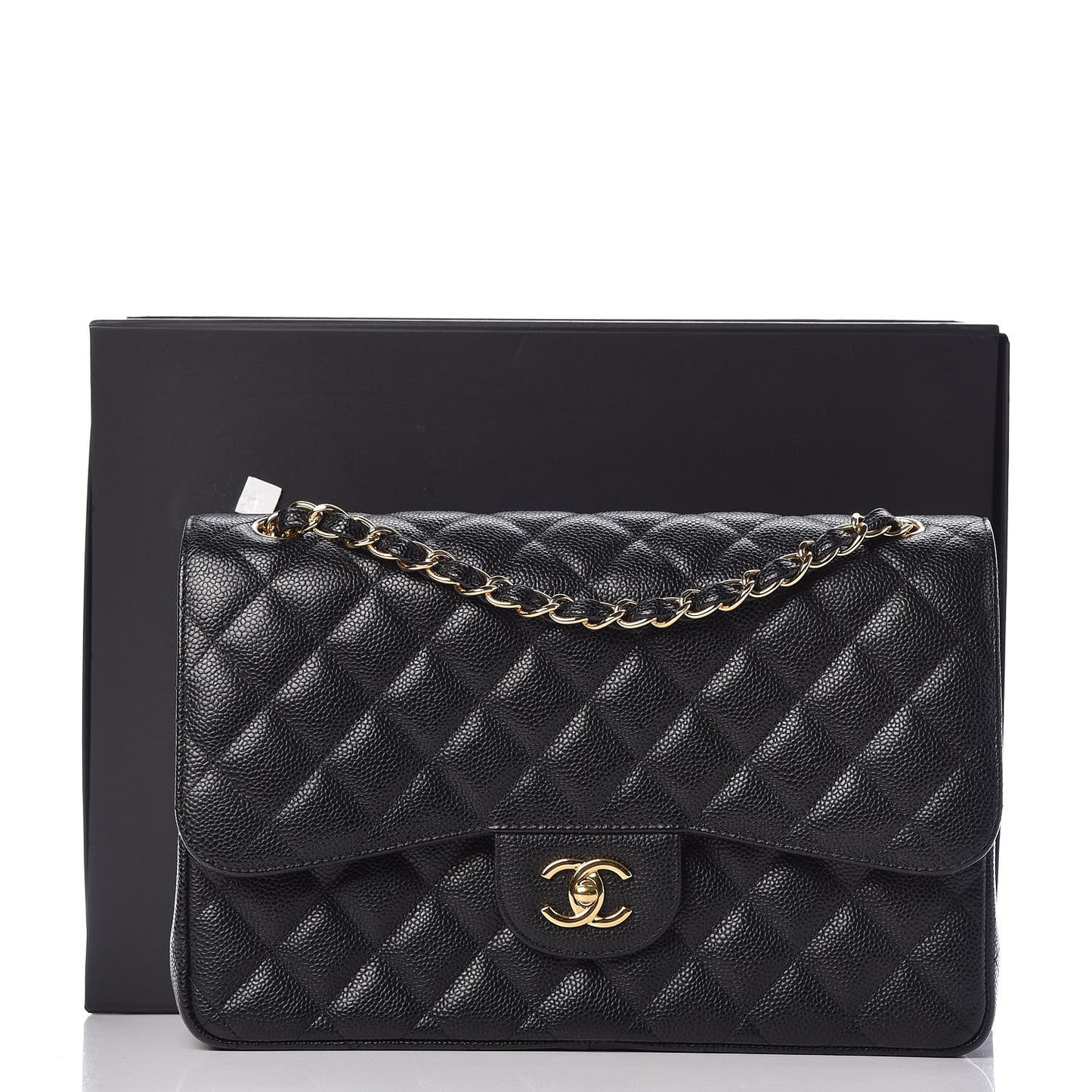 Caviar Quilted Jumbo Double Flap Black