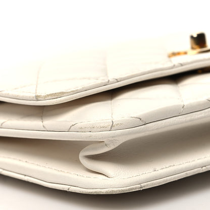 Chanel Lambskin Quilted CC Pearl Crush Wallet on Chain WOC White 10 of 15