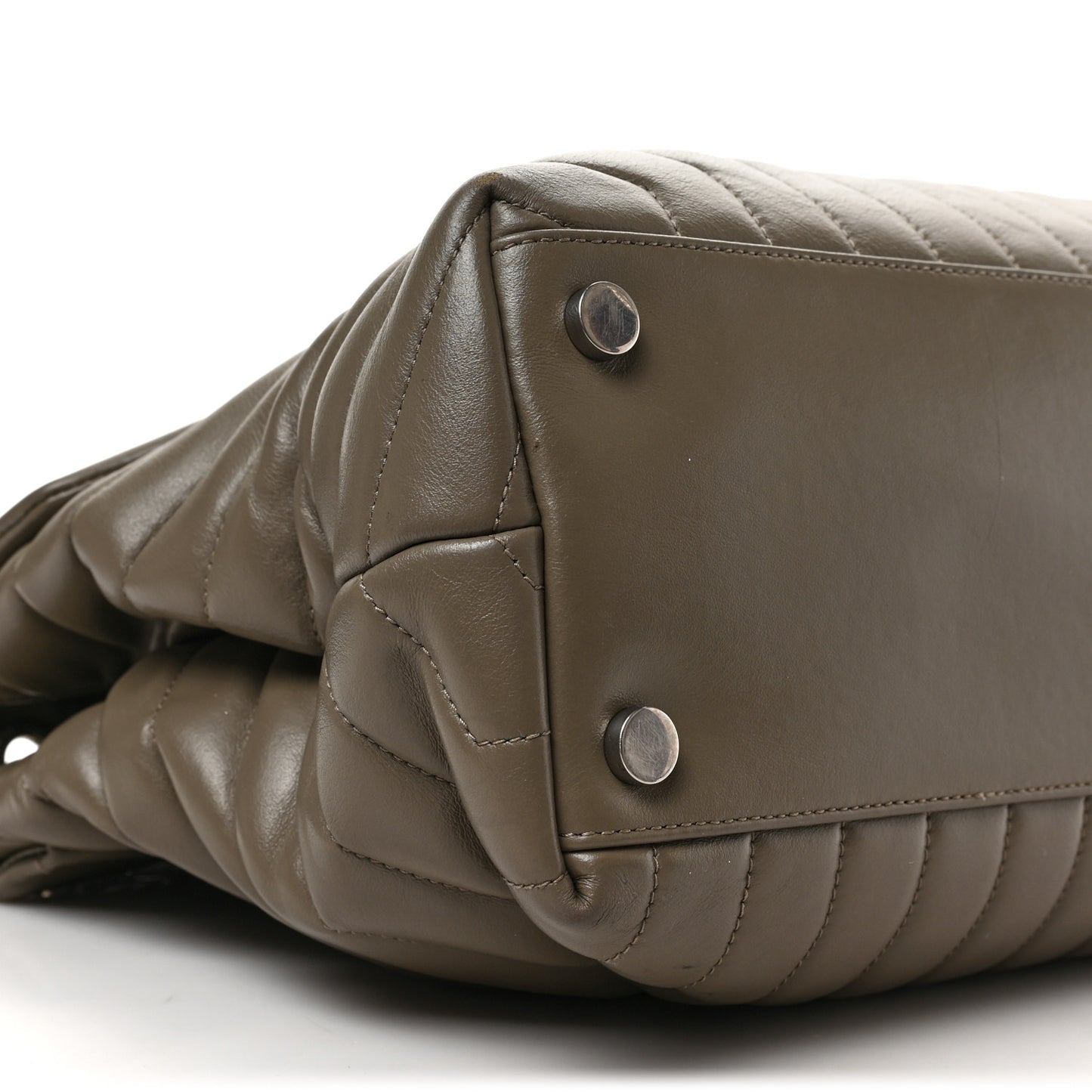 Calfskin Y Quilted Monogram Large Loulou Chain Satchel Taupe