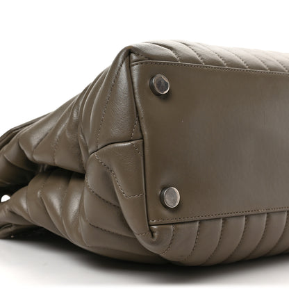 Saint Laurent Calfskin Y Quilted Monogram Large Loulou Chain Satchel Taupe 8 of 9