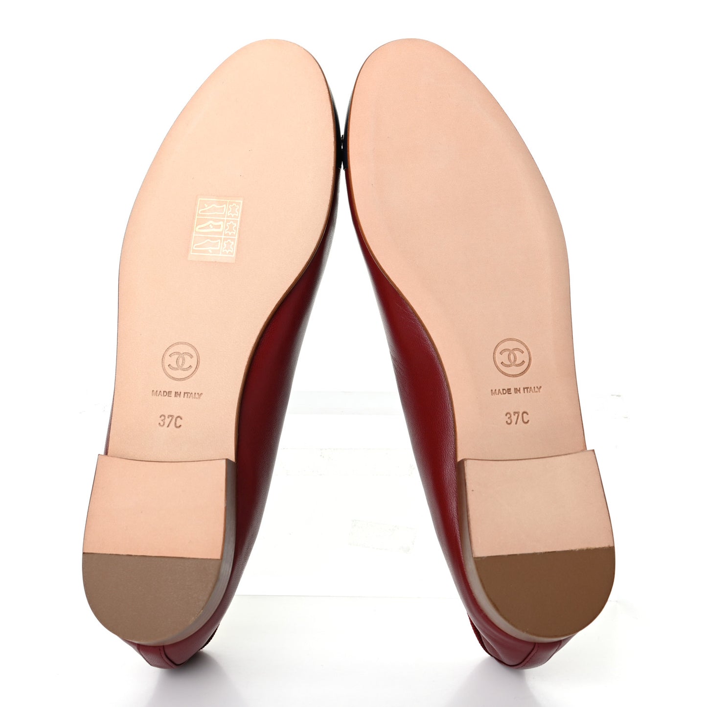 Lambskin CC Cap Toe Ballerina Flats 37 Red Navy