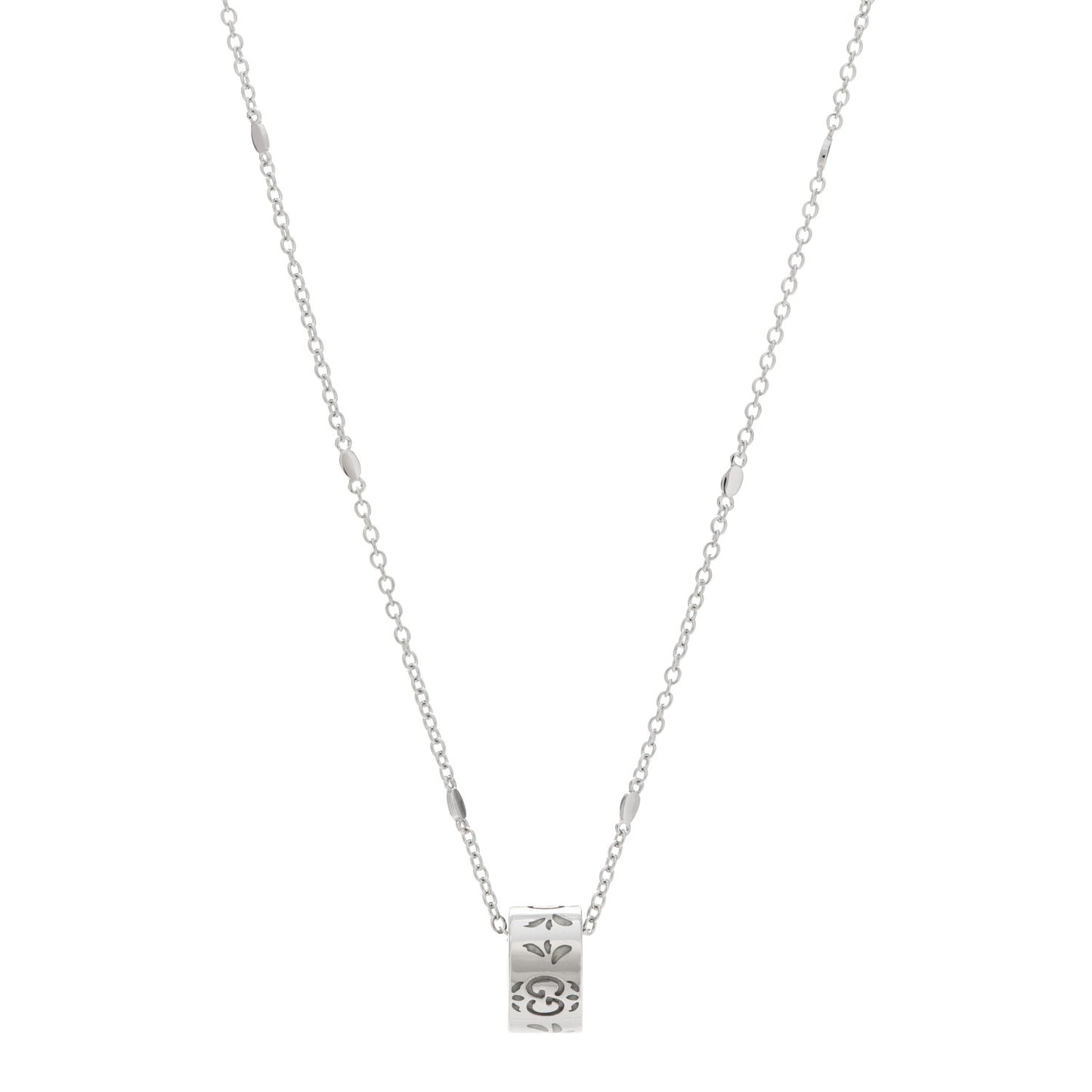 18K White Gold Enamel Icon Twirl Pendant Necklace