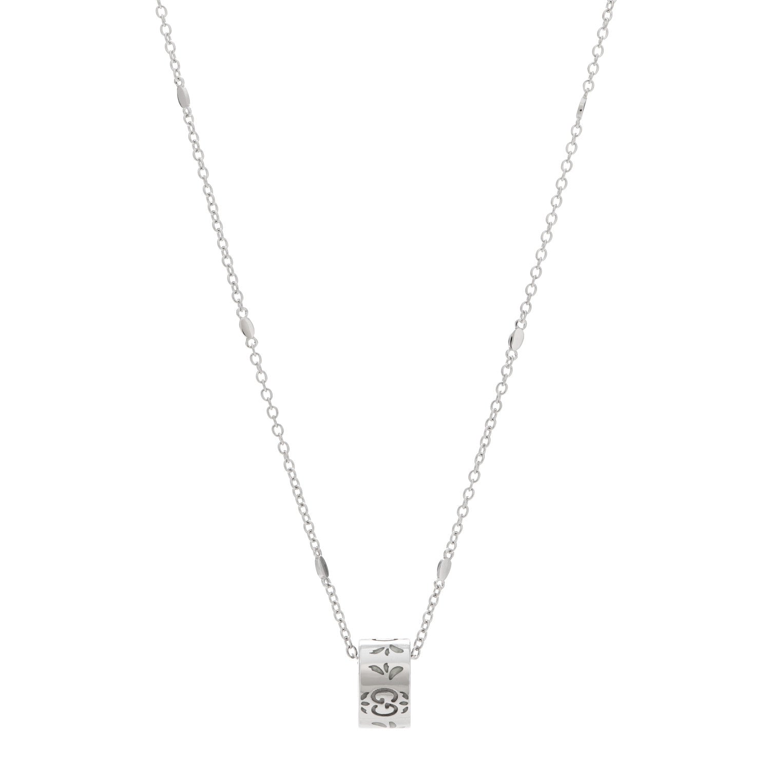 Gucci 18K White Gold Enamel Icon Twirl Pendant Necklace 1 of 6