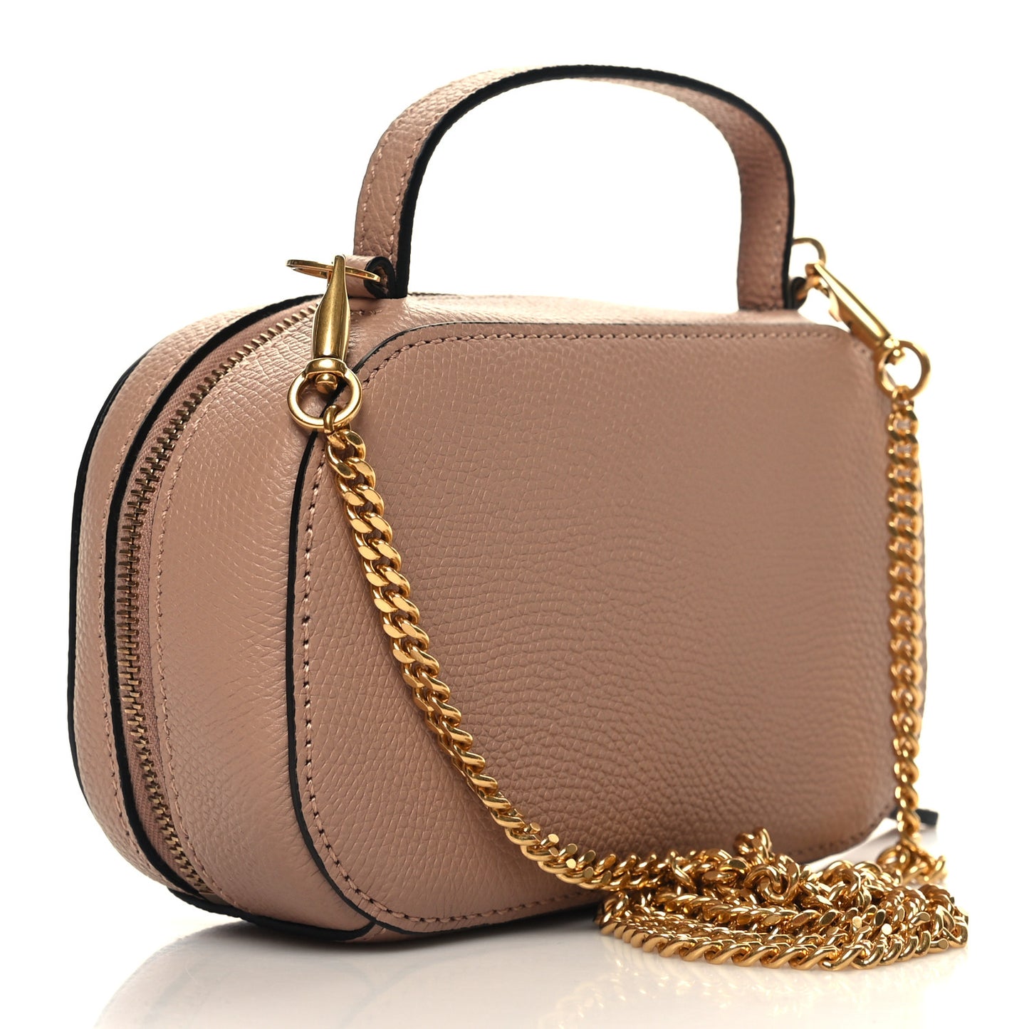 Grainy Calfskin VLogo Top Handle Camera Bag Crossbody Rose Cannelle