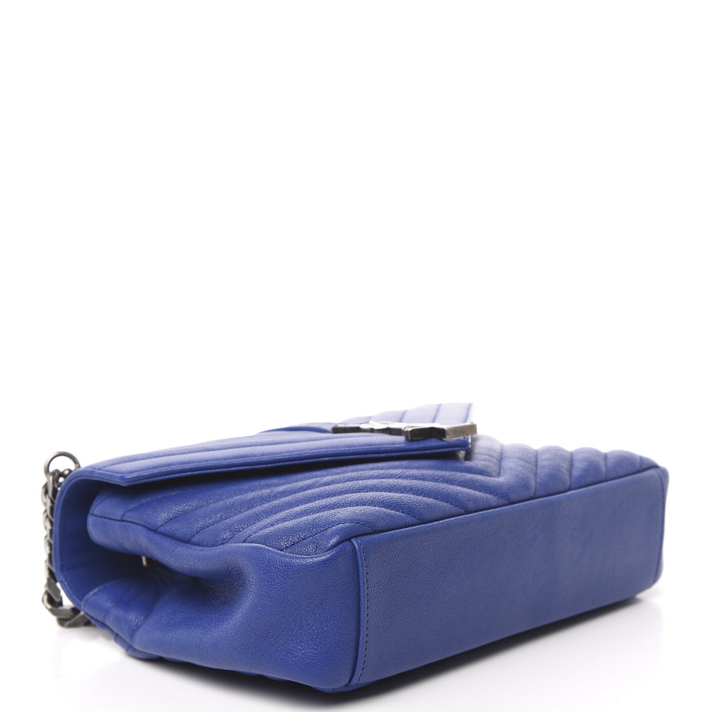 Sheepskin Matelasse Chevron Monogram Medium College Bag Royal Blue
