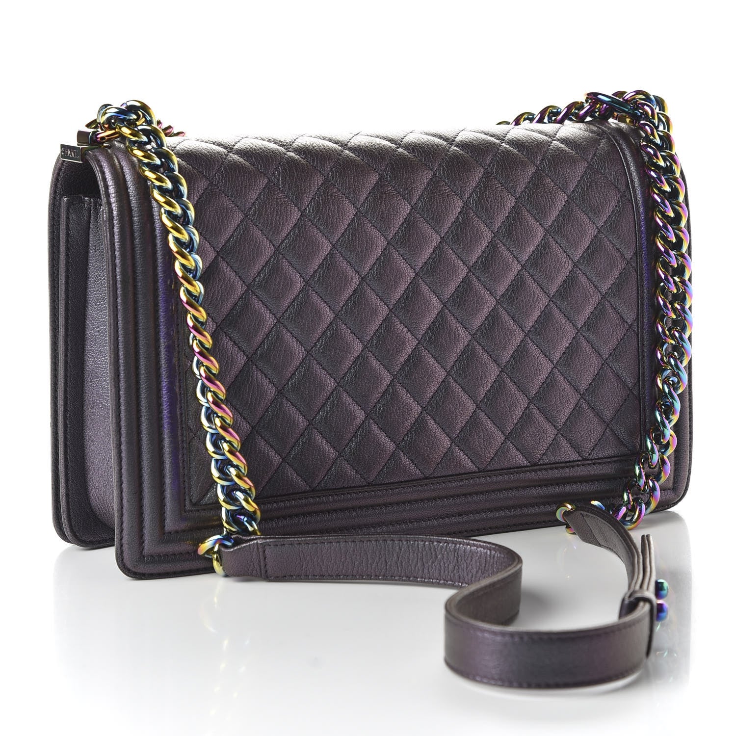 Chanel Iridescent Goatskin Quilted New Medium Boy Flap Purple 3 of 11