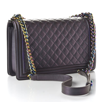 Chanel Iridescent Goatskin Quilted New Medium Boy Flap Purple 3 of 11