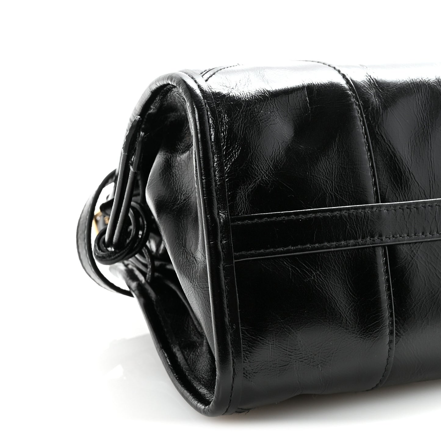 Glossy Calfskin Triangle Medium Bonnie Shoulder Bag Black