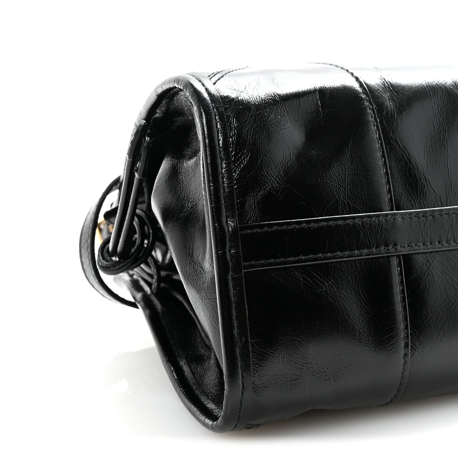 Prada Glossy Calfskin Triangle Medium Bonnie Shoulder Bag Black 8 of 9