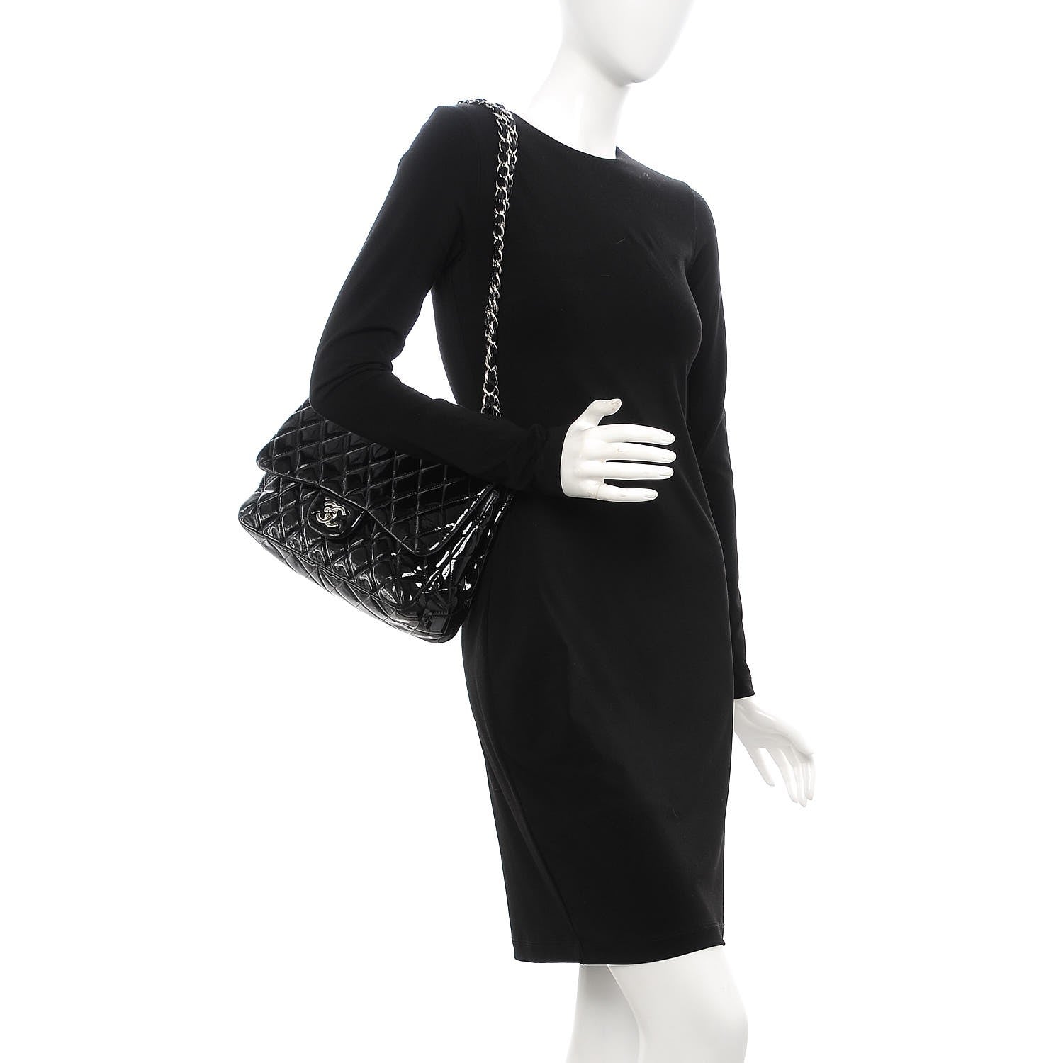 Chanel Patent Quilted Jumbo Double Flap Black 2 of 12