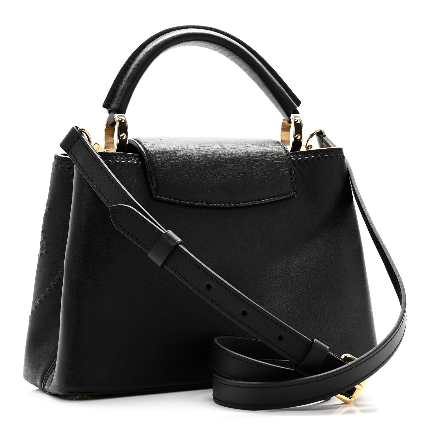 Louis Vuitton Calfskin Studded Flower Capucines BB  Black 3 of 9