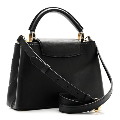 Louis Vuitton Calfskin Studded Flower Capucines BB  Black 3 of 9