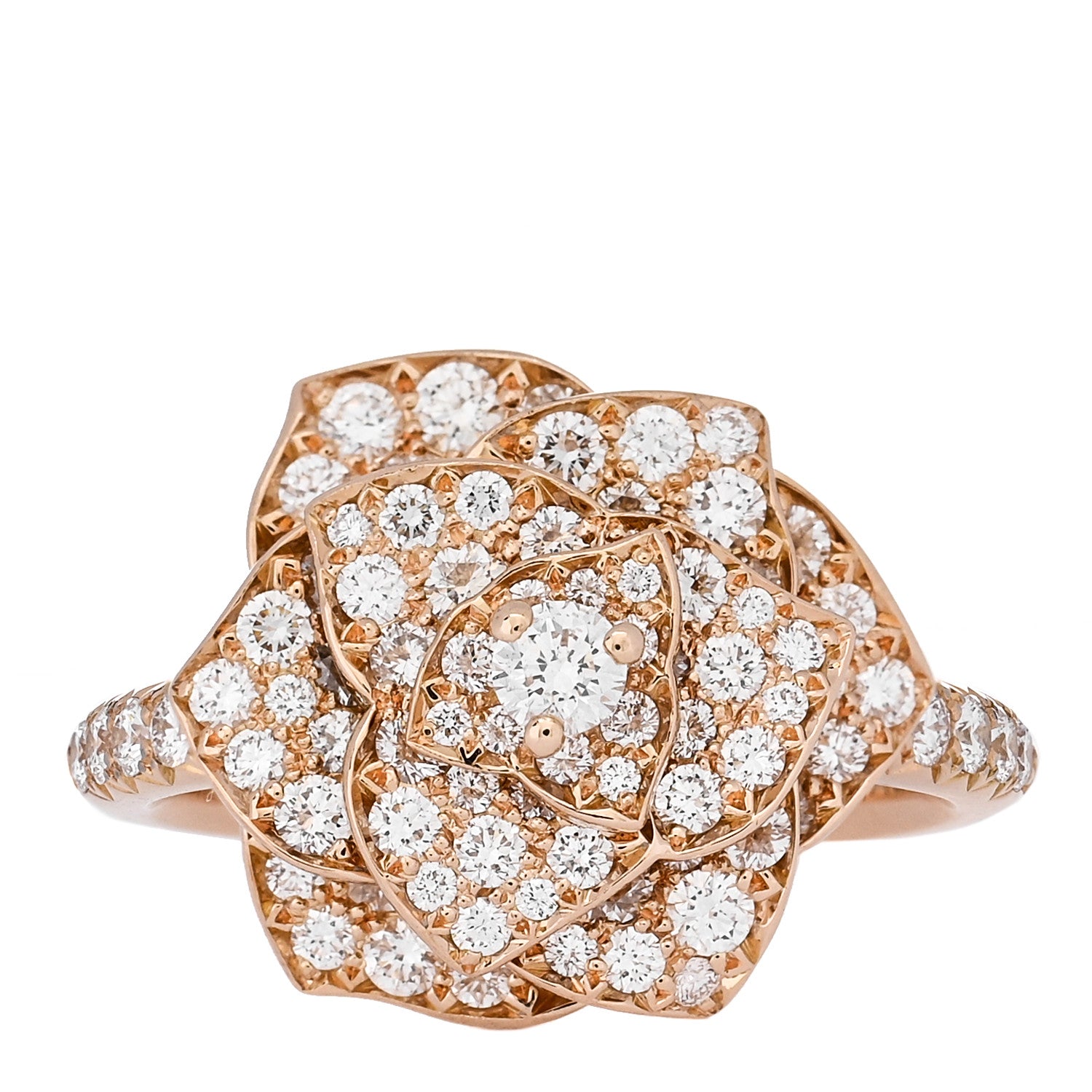 Piaget 18K Rose Gold Diamond Rose Ring 52 6 1 of 6