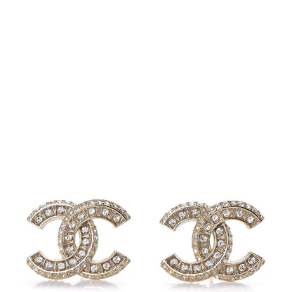 Chanel Crystal Timeless CC Earrings Light Gold 1 of 3
