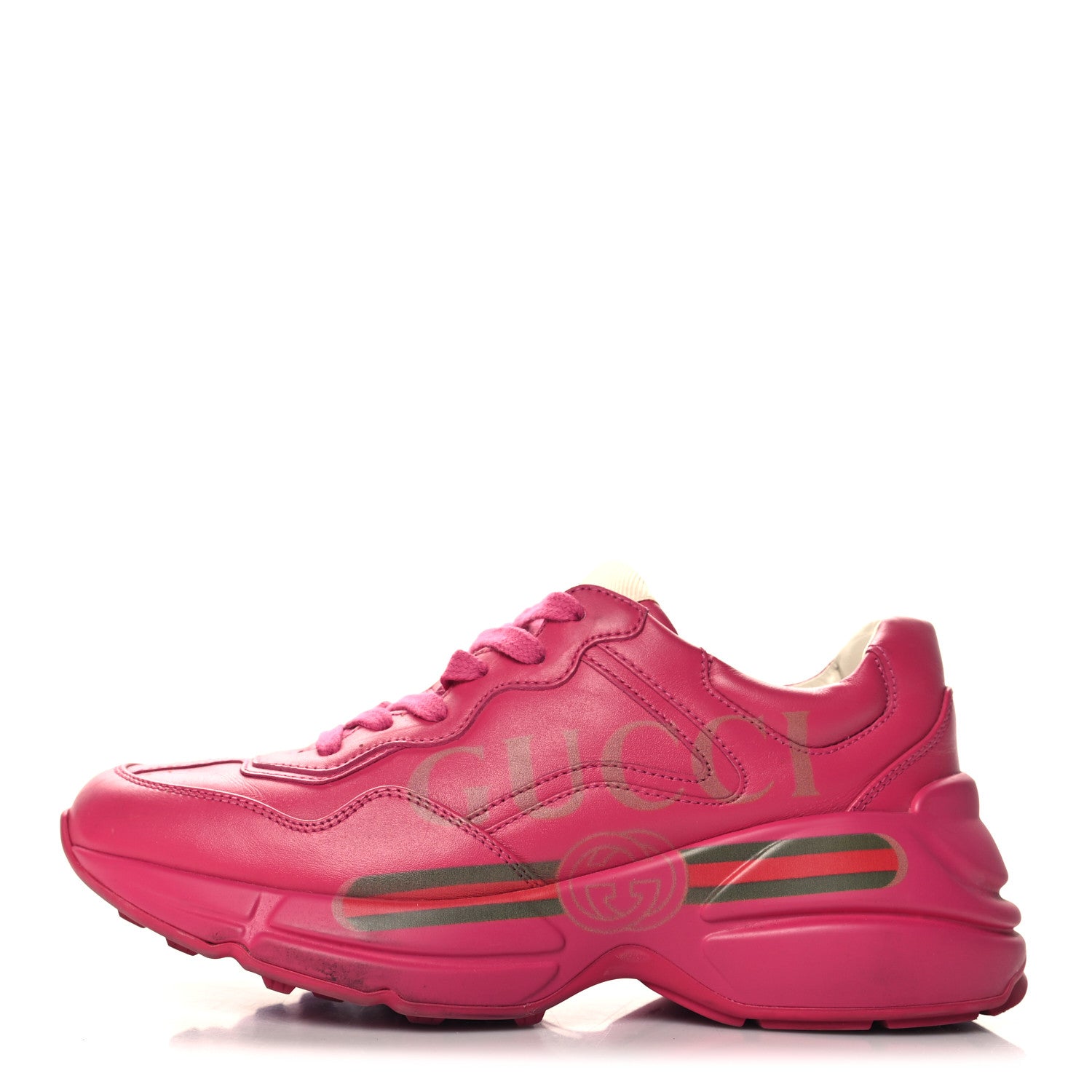 Gucci Calfskin Logo Womens Rhyton Sneakers 35 Box Pink 1 of 10