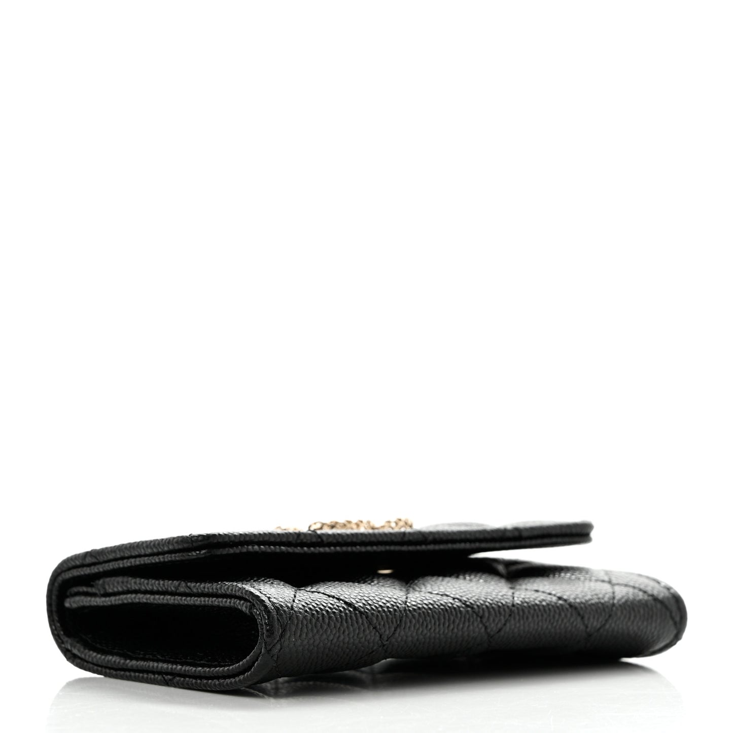 Caviar Metal Perforated Quilted CC Flap Card Holder Black