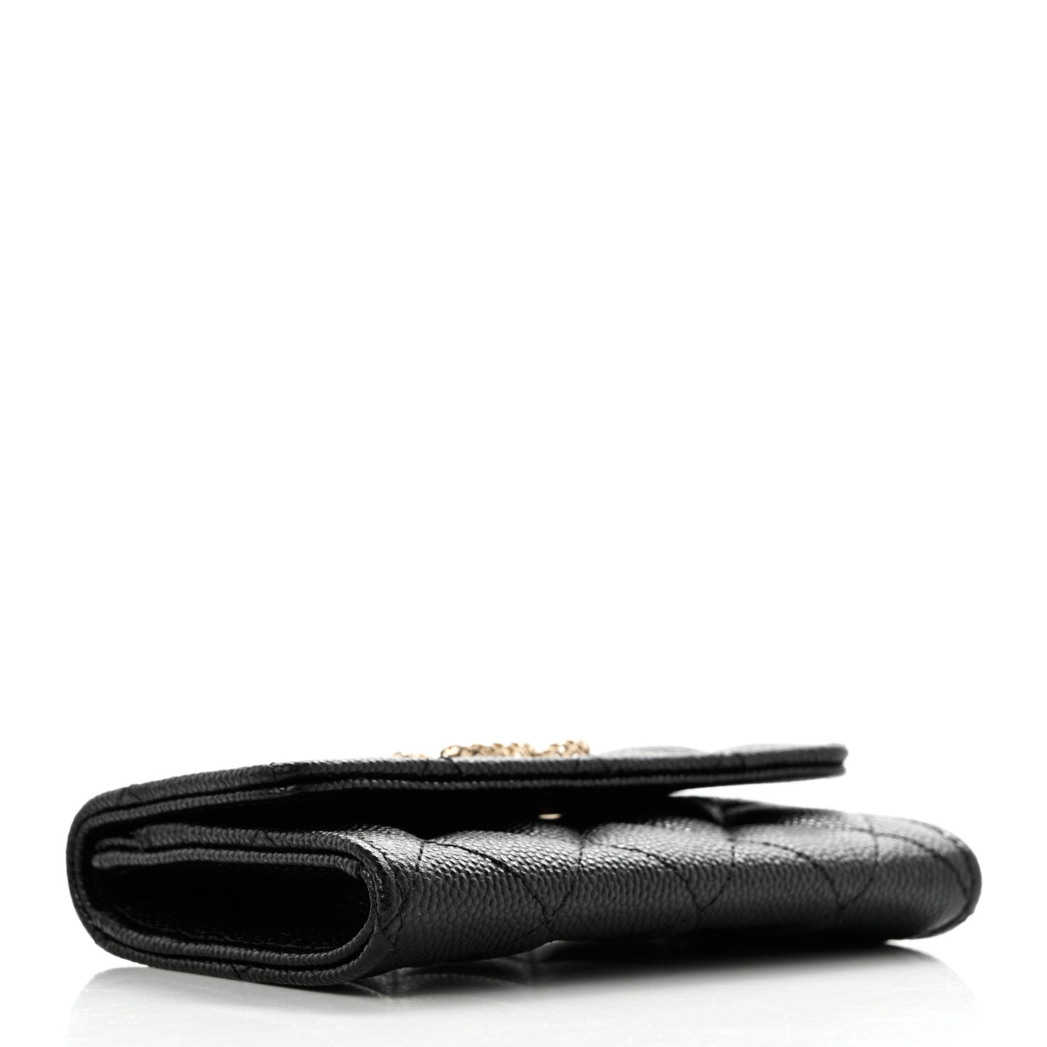 Chanel Caviar Metal Perforated Quilted CC Flap Card Holder Black 4 of 9