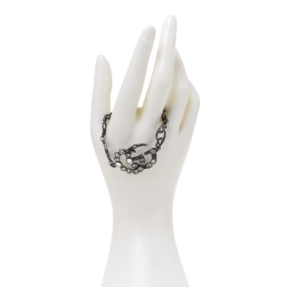 Gucci Oxidized Palladium Crystal Double G Bracelet Silver 2 of 6
