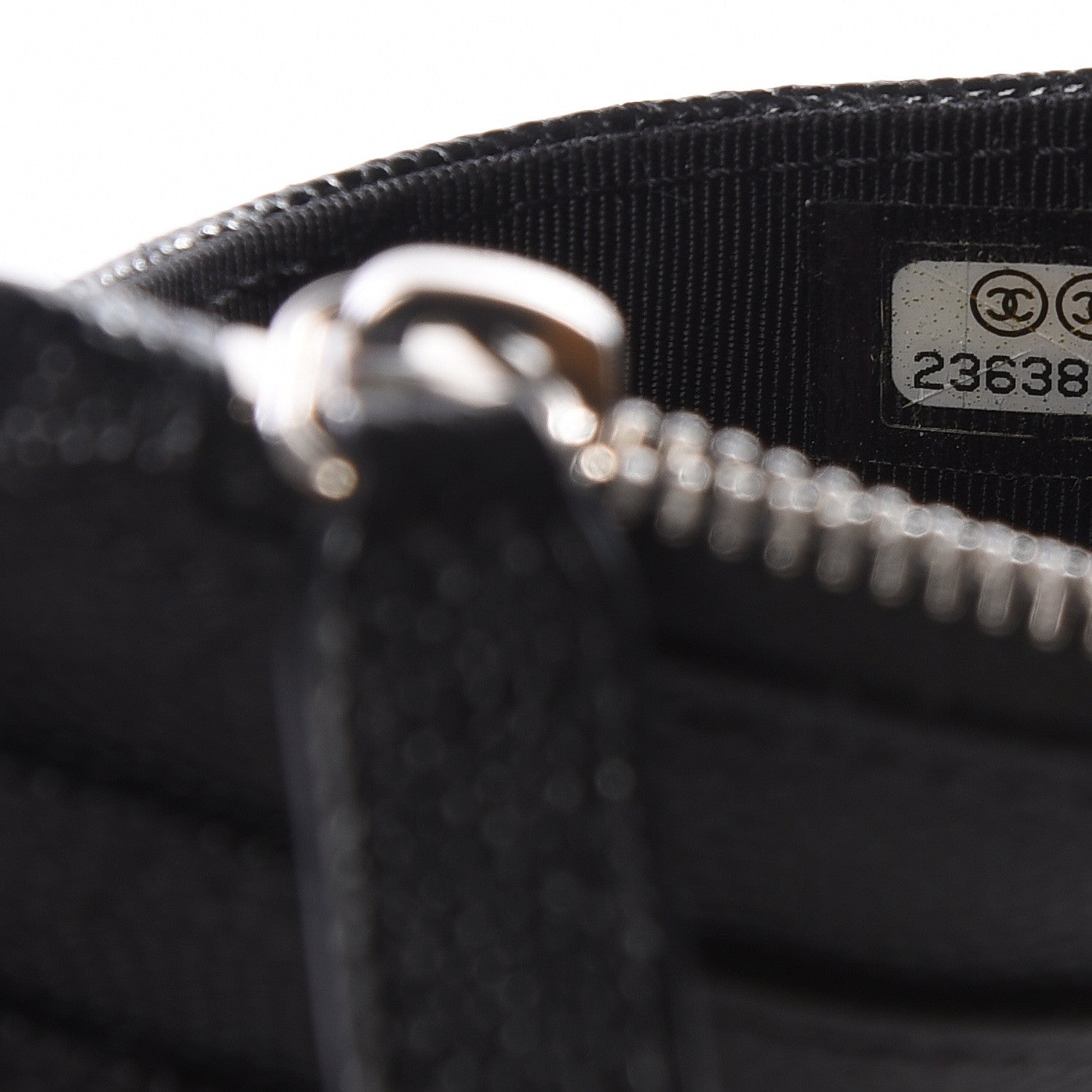 Chanel Caviar Chevron Quilted CC Zip Card Holder Black 8 of 10