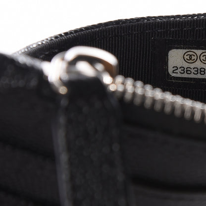Chanel Caviar Chevron Quilted CC Zip Card Holder Black 8 of 10