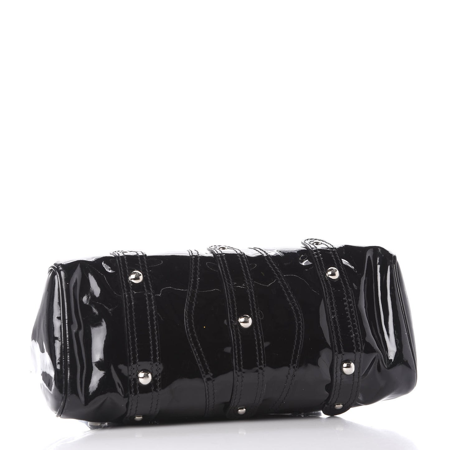 Patent Crystal Catch Satchel Black