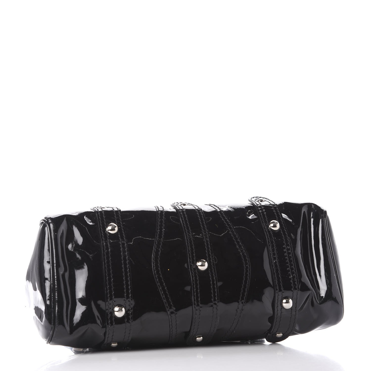 Valentino Garavani Patent Crystal Catch Satchel Black 3 of 9
