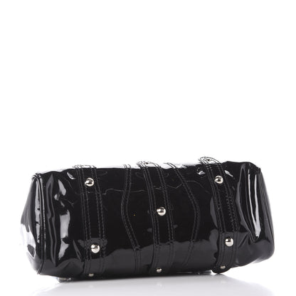 Valentino Garavani Patent Crystal Catch Satchel Black 3 of 9