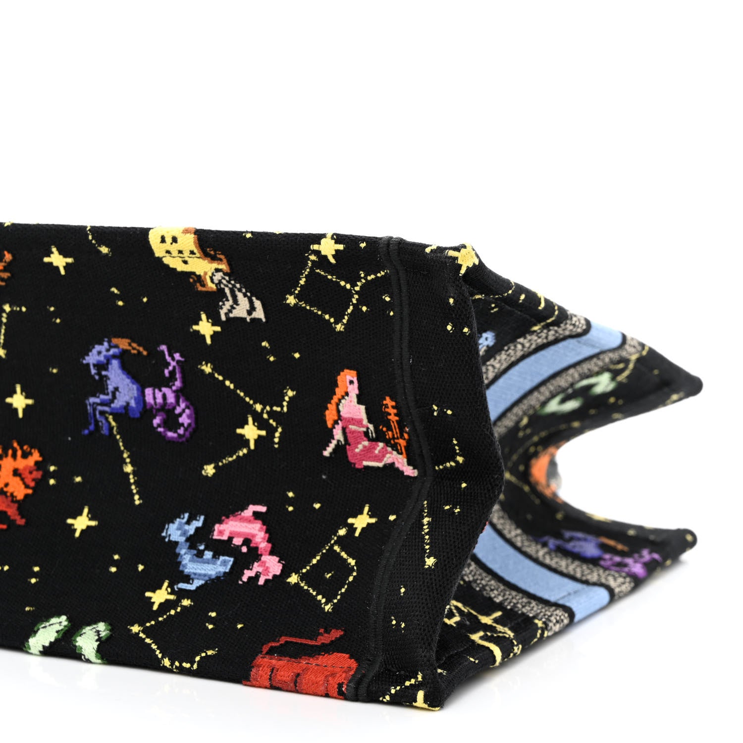 Christian Dior Canvas Embroidered Medium Pixel Zodiac Book Tote Black Multicolor 10 of 10