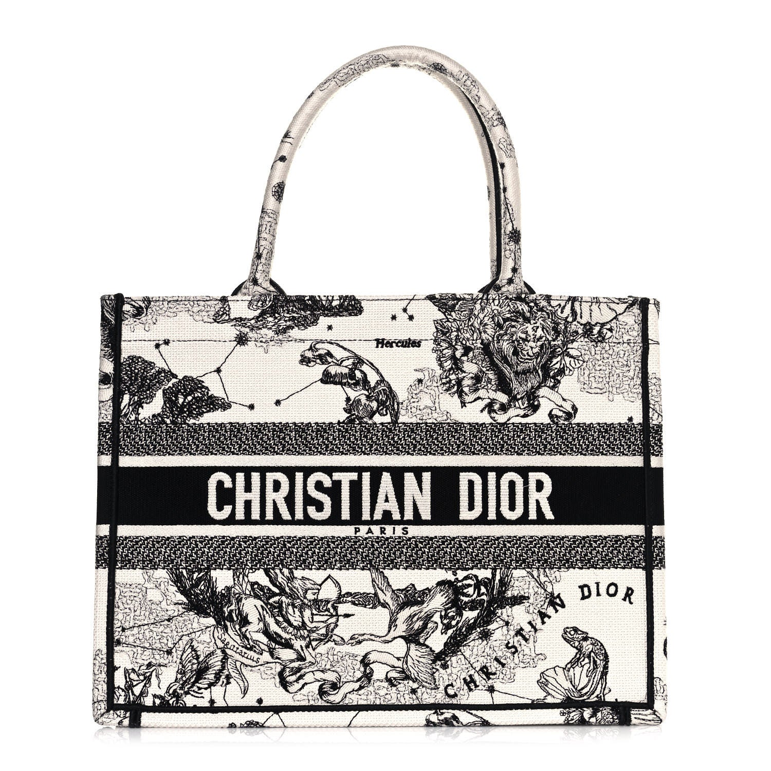 Christian Dior Canvas Zodiac Toile De Jouy Embroidered Medium Book Tote Latte 1 of 10