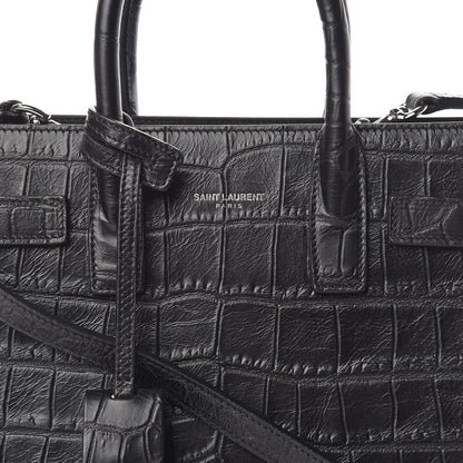 Saint Laurent Calfskin Crocodile Embossed Nano Sac De Jour Black 8 of 10