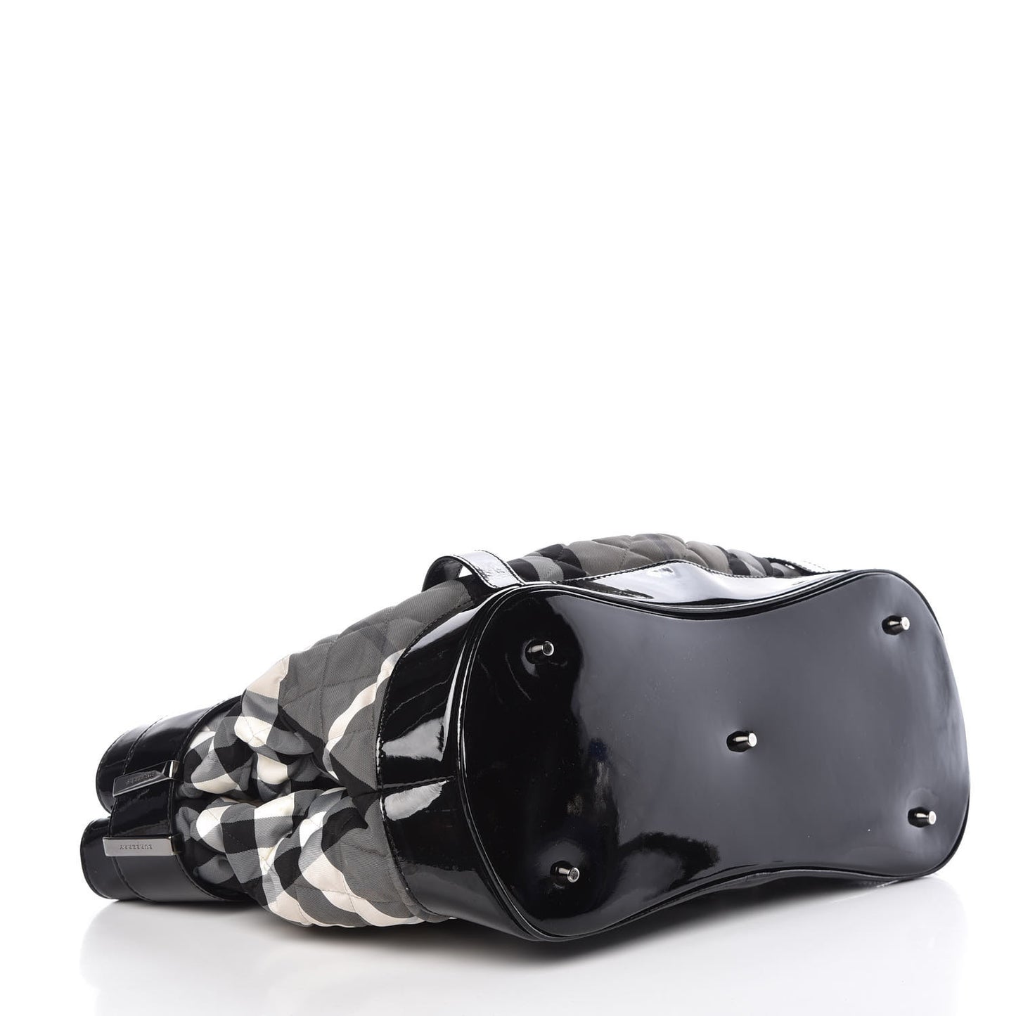 Patent Smoked Check Quilted Beaton Black