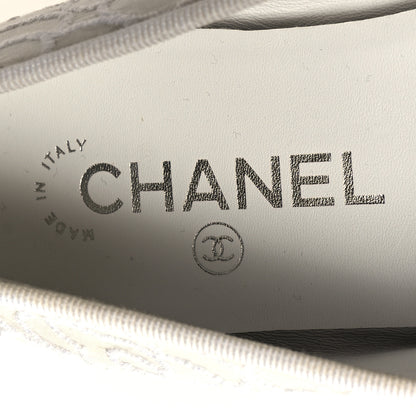 Chanel Fabric Camellia Embroidered Grosgrain Cap Toe Ballerina Flats 39.5 White Black 8 of 10