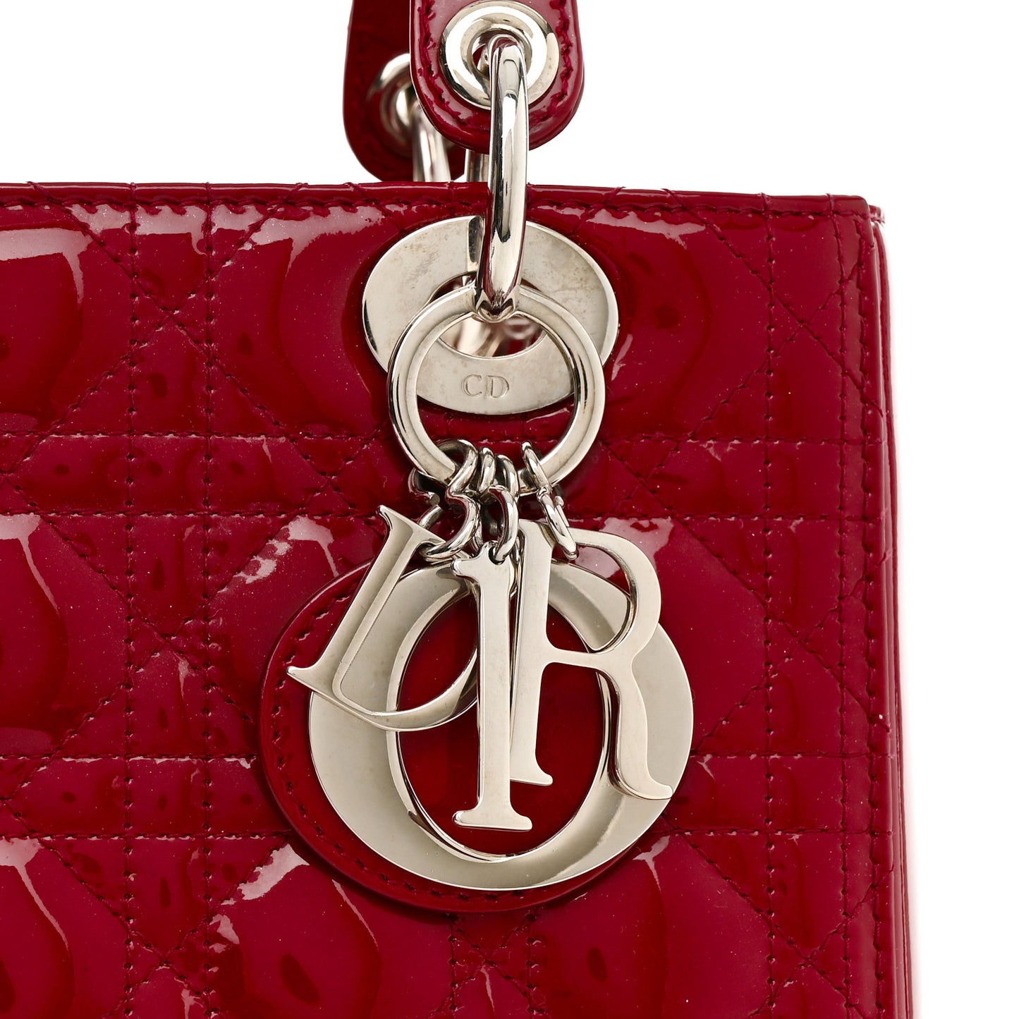 Patent Cannage Medium Lady Dior Red