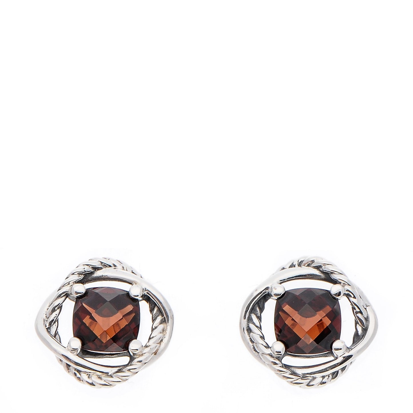 Sterling Silver Garnet 7mm Infinity Earrings