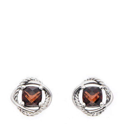 David Yurman Sterling Silver Garnet 7mm Infinity Earrings 1 of 4