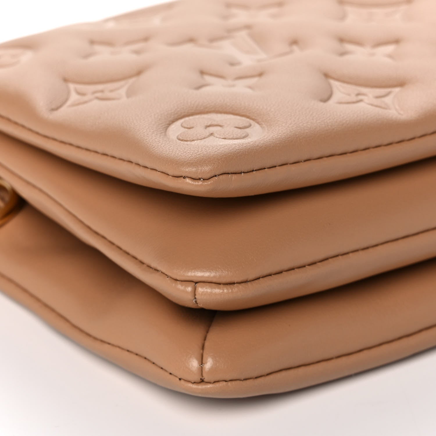 Louis Vuitton Lambskin Embossed Monogram Pochette Coussin Camel 8 of 10