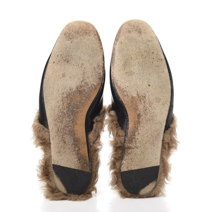 Gucci Calfskin Fur Womens Princetown Slippers 11.5 Black 5 of 6