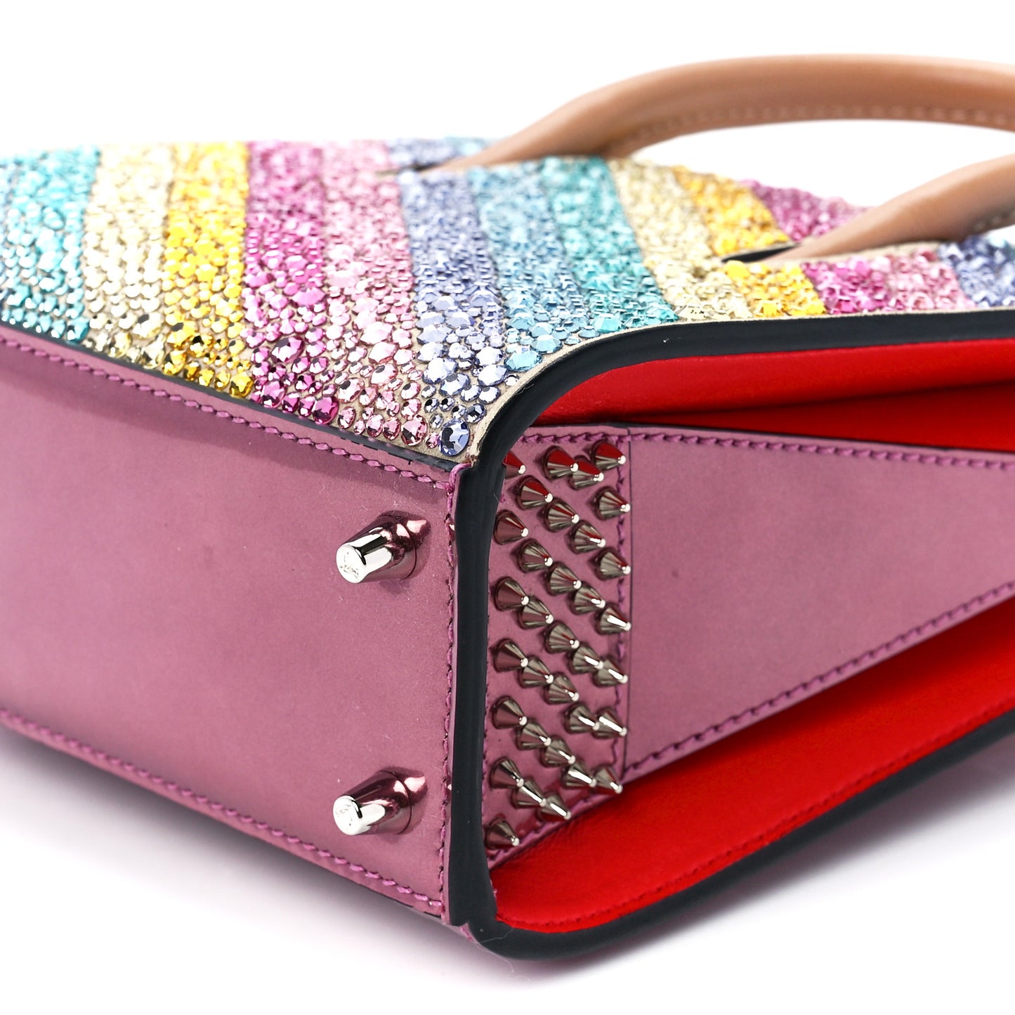Calfskin Crystal Nano Paloma Rainbow