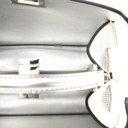Fendi Crystal Vitello Laminato FF Petite Peekaboo I SEE U Satchel Crystal Argento 5 of 12